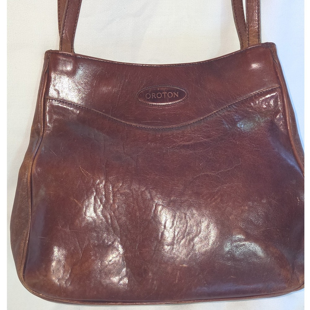 Oroton Shoulder Bag Medium Brown Good Vintage Leather Australian Made
